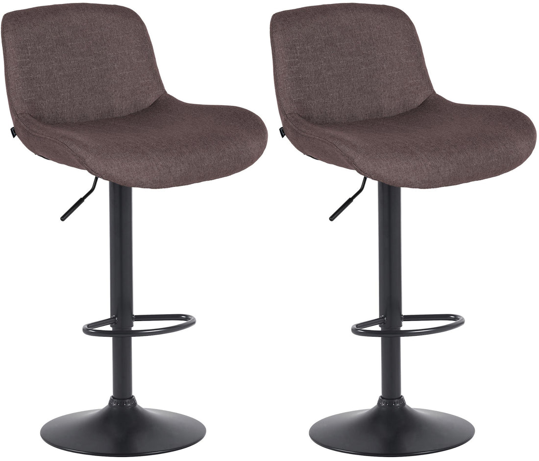 2-delige set Barkrukken Zwart - Barstoelen - Verstelbaar Comfort Kleur donkerbruin Materiaal Stof