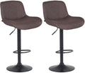 2-delige set Barkrukken Zwart - Barstoelen - Verstelbaar Comfort Kleur donkerbruin Materiaal Stof