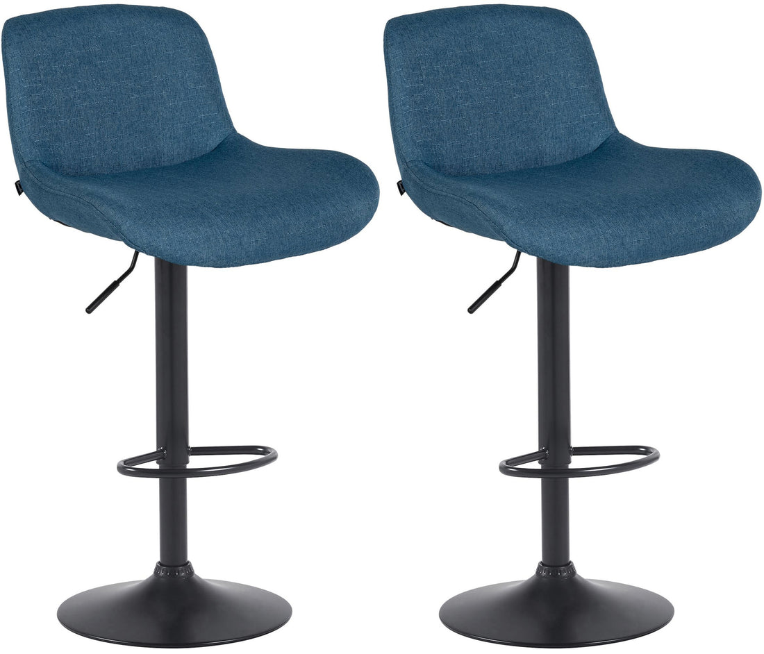 2-delige set Barkrukken Zwart - Barstoelen - Verstelbaar Comfort Kleur donkerbruin Materiaal Stof