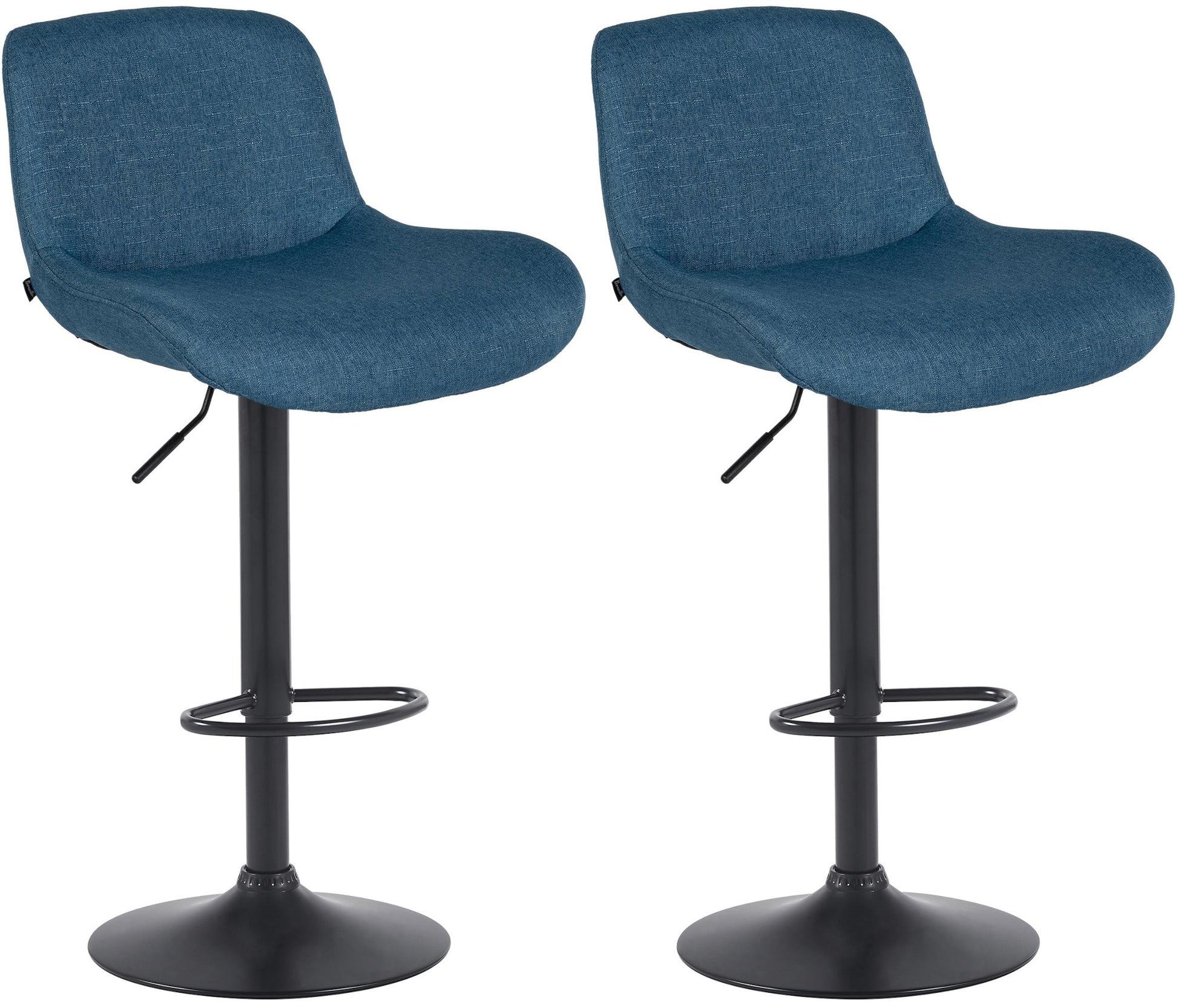 2-delige set Barkrukken Zwart - Barstoelen - Verstelbaar Comfort Kleur blauw Materiaal Stof