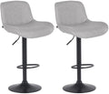 2-delige set Barkrukken Zwart - Barstoelen - Verstelbaar Comfort Kleur lichtgrijs Materiaal Stof