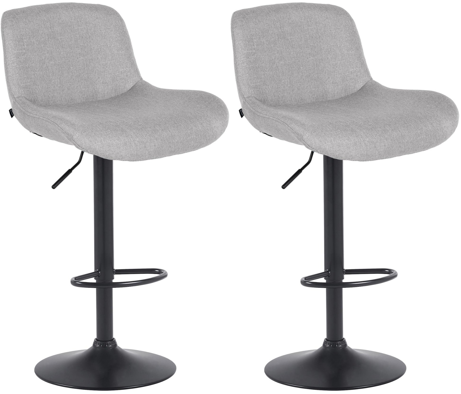 2-delige set Barkrukken Zwart - Barstoelen - Verstelbaar Comfort Kleur lichtgrijs Materiaal Stof