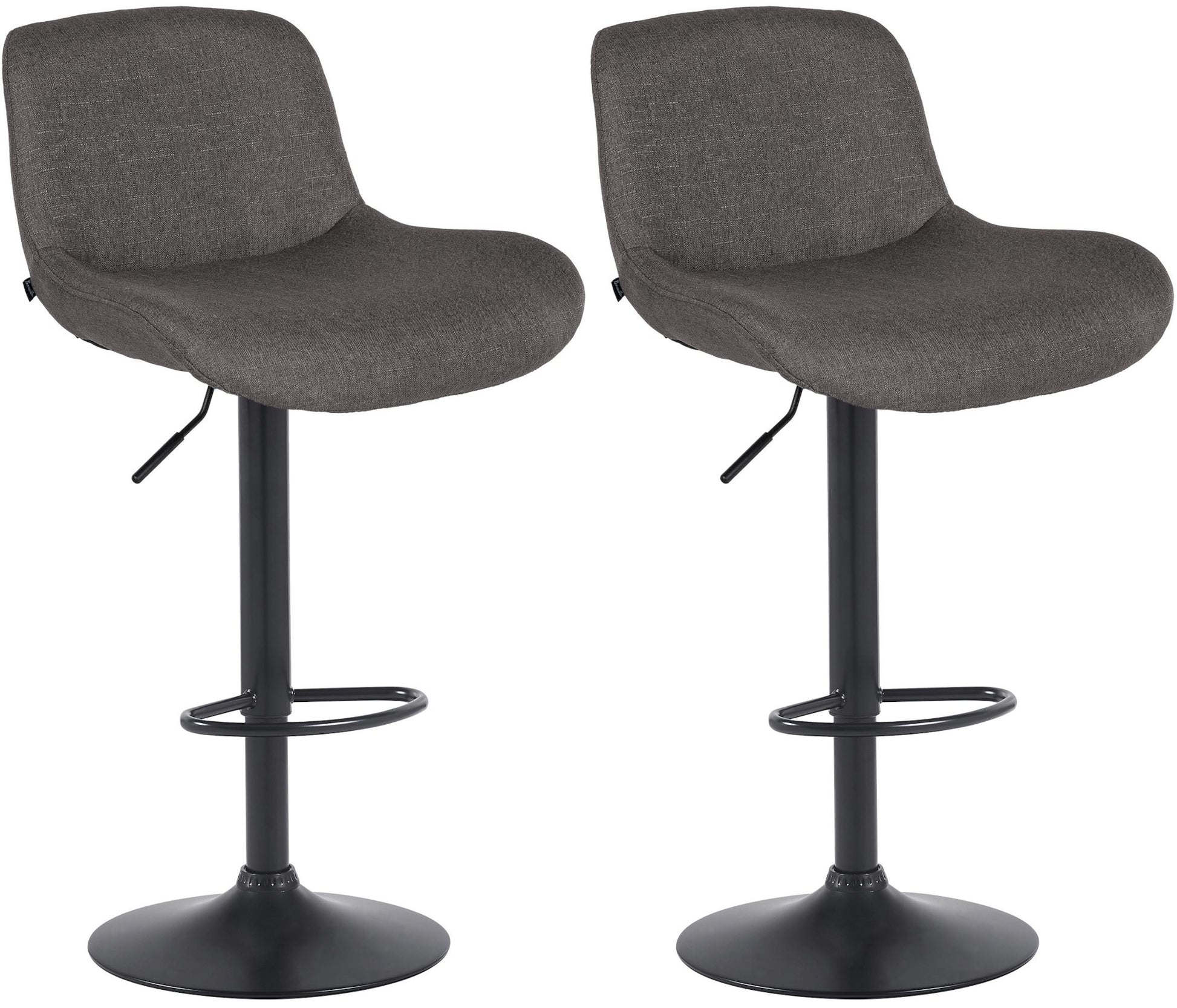 2-delige set Barkrukken Zwart - Barstoelen - Verstelbaar Comfort Kleur donkergrijs Materiaal Stof