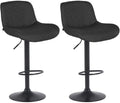 2-delige set Barkrukken Zwart - Barstoelen - Verstelbaar Comfort Kleur zwart Materiaal Stof