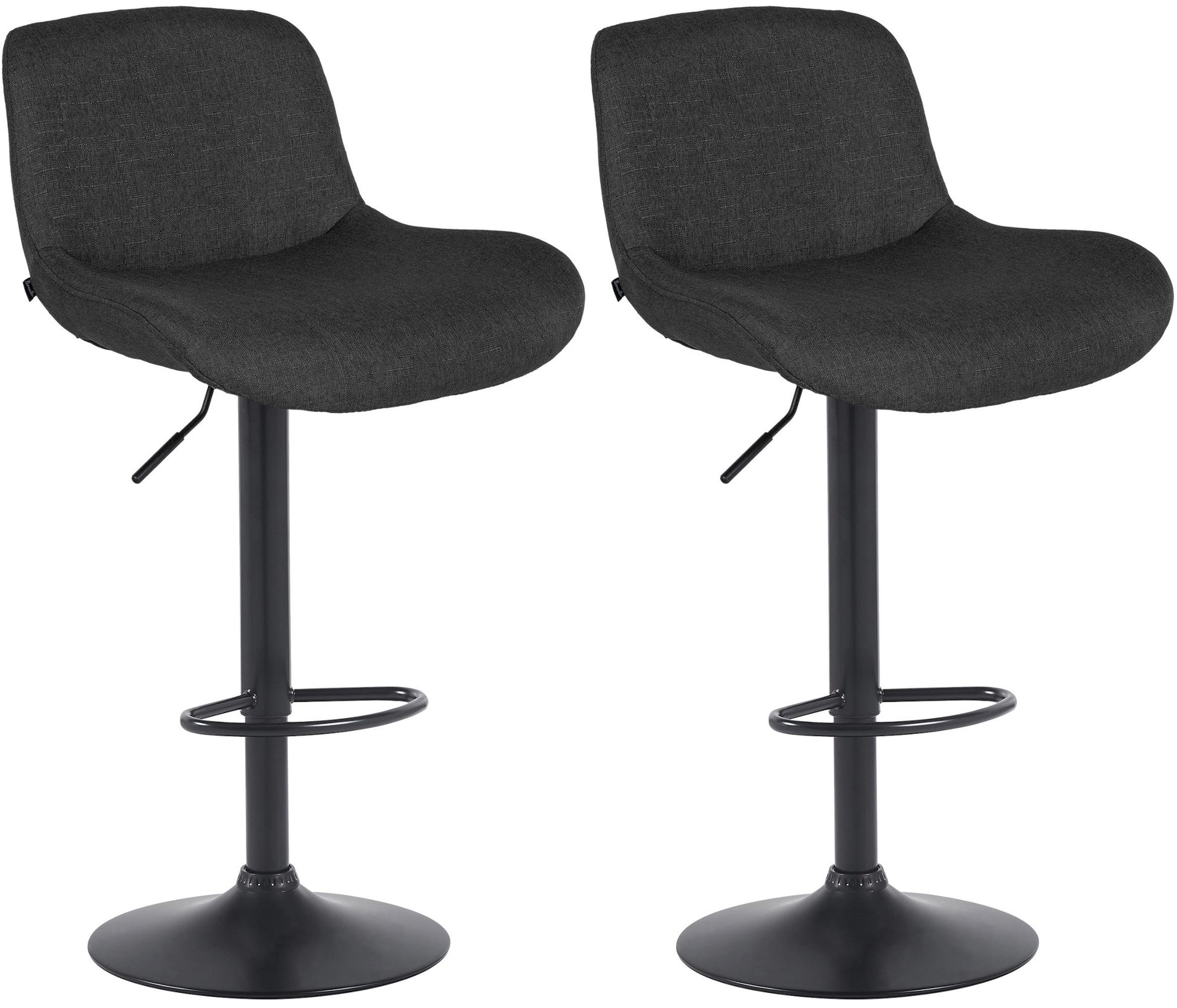 2-delige set Barkrukken Zwart - Barstoelen - Verstelbaar Comfort Kleur zwart Materiaal Stof