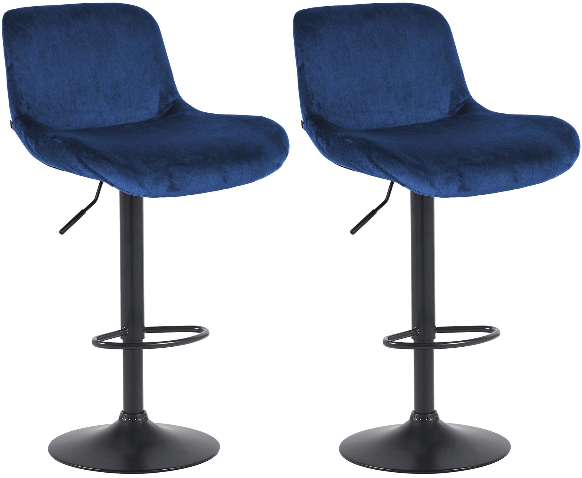 2-delige set Barkrukken Zwart - Barstoelen - Verstelbaar Comfort Kleur blauw Materiaal zacht