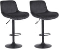 2-delige set Barkrukken Zwart - Barstoelen - Verstelbaar Comfort Kleur zwart Materiaal zacht