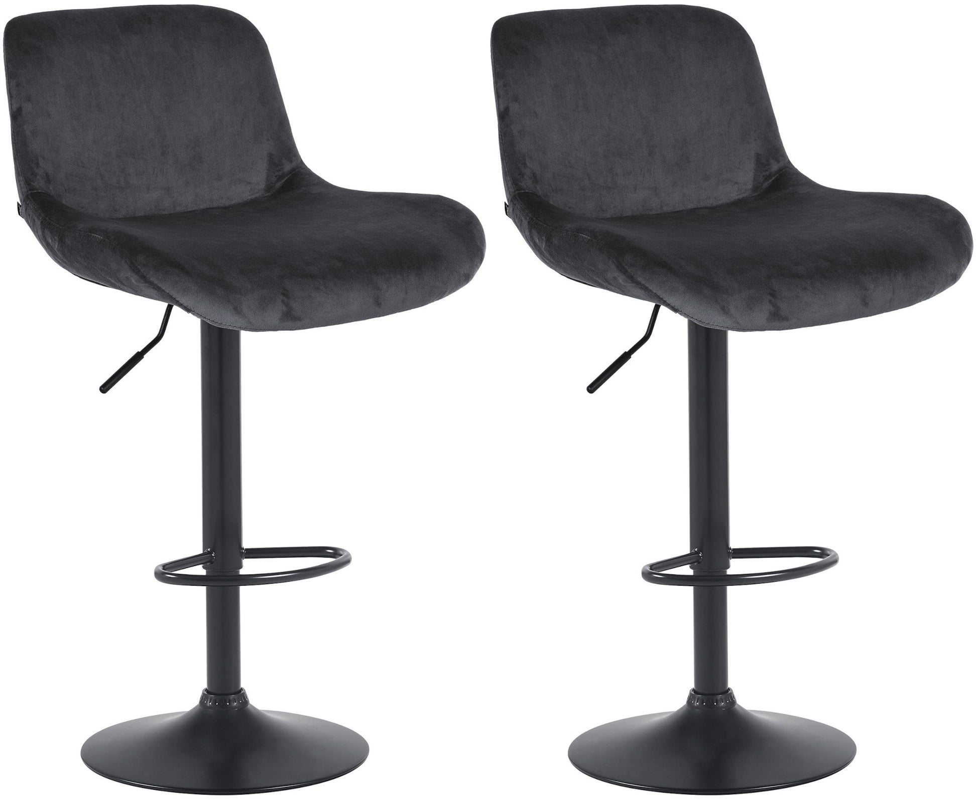 2-delige set Barkrukken Zwart - Barstoelen - Verstelbaar Comfort Kleur zwart Materiaal zacht