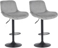 2-delige set Barkrukken Zwart - Barstoelen - Verstelbaar Comfort Kleur grijs Materiaal zacht