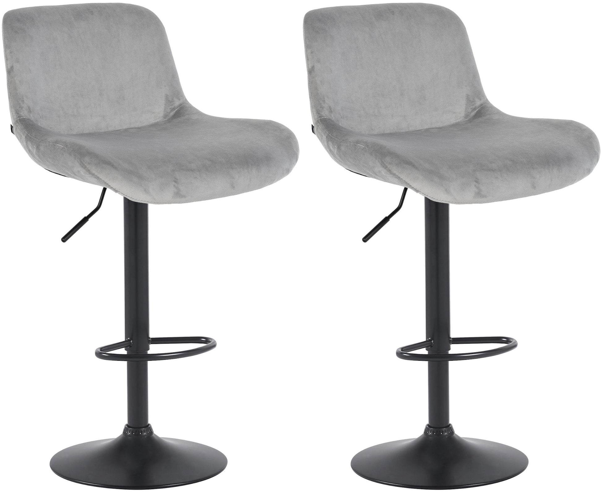 2-delige set Barkrukken Zwart - Barstoelen - Verstelbaar Comfort Kleur grijs Materiaal zacht