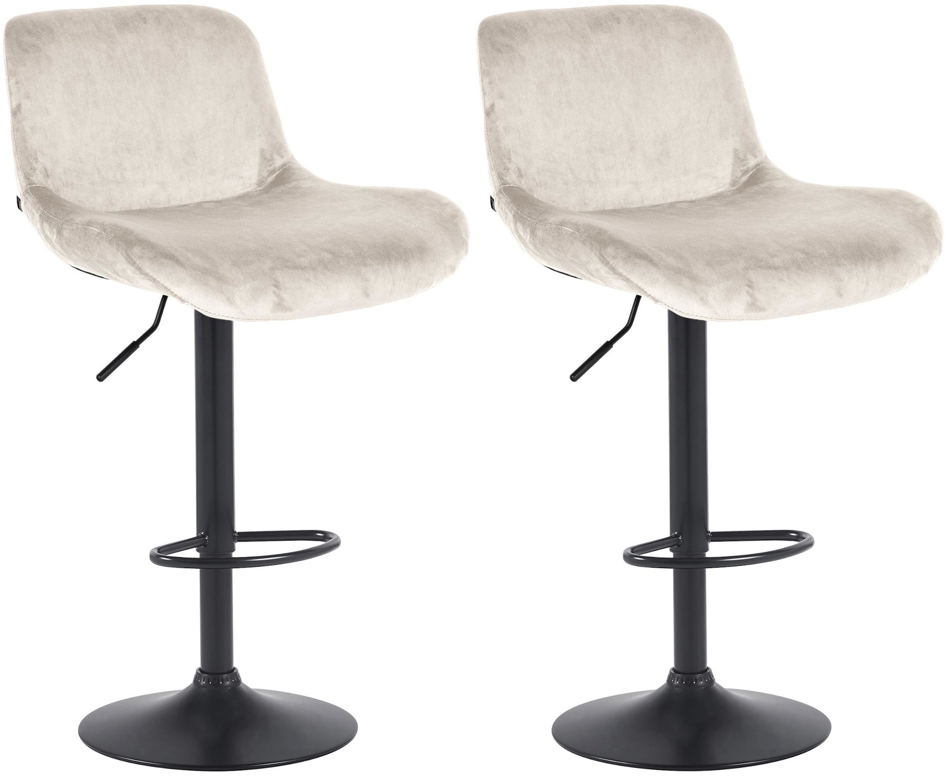 2-delige set Barkrukken Zwart - Barstoelen - Verstelbaar Comfort Kleur crème Materiaal zacht