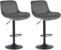2-delige set Barkrukken Zwart - Barstoelen - Verstelbaar Comfort Kleur donkergrijs Materiaal zacht