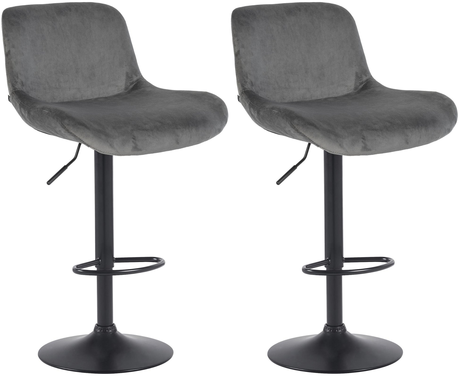 2-delige set Barkrukken Zwart - Barstoelen - Verstelbaar Comfort Kleur donkergrijs Materiaal zacht