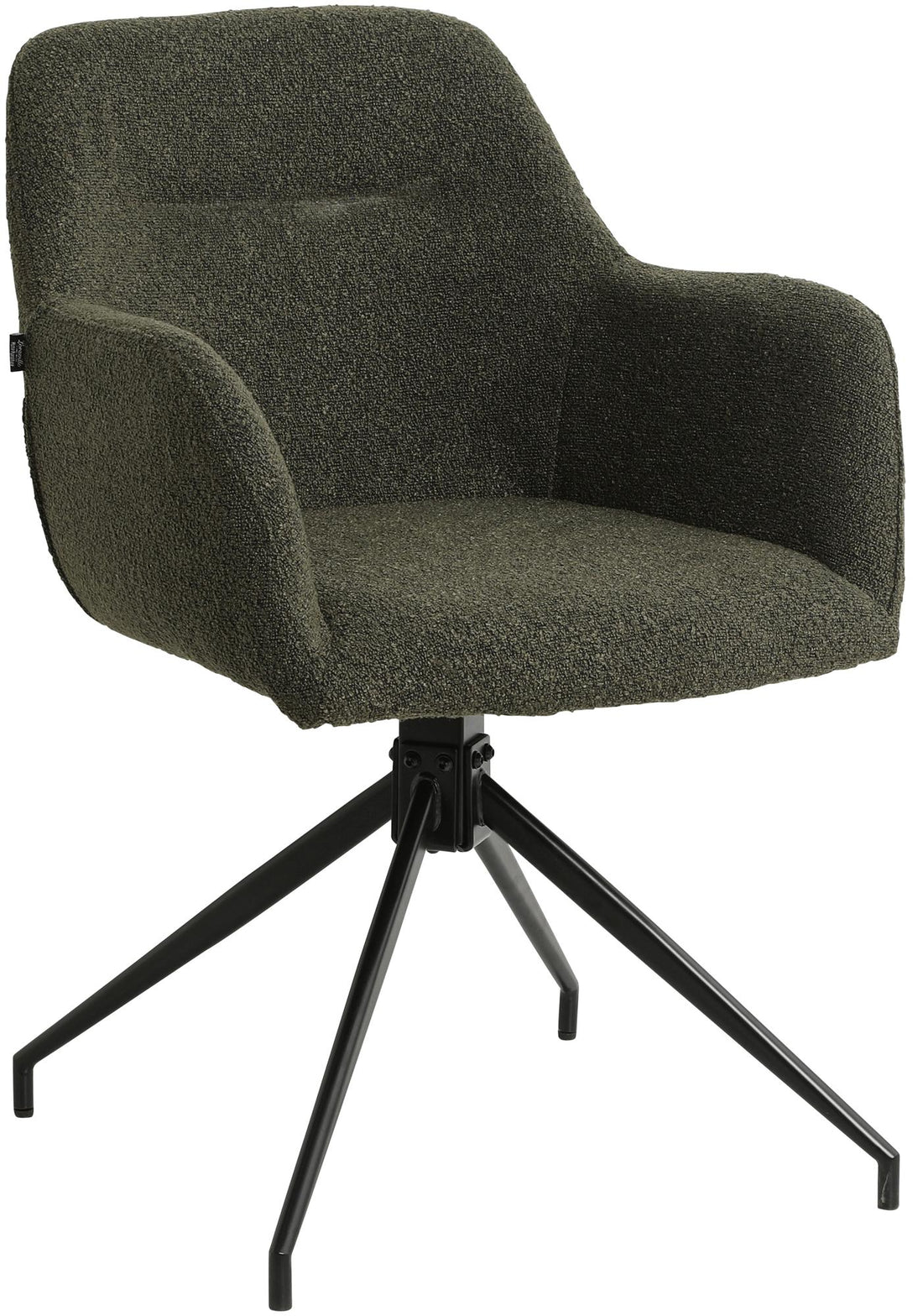 Donkergroene Eetkamerstoel Merlinda, draaistoel, Teddy Stof – 360° draaibaar, extra zitcomfort Kleur donkergroen