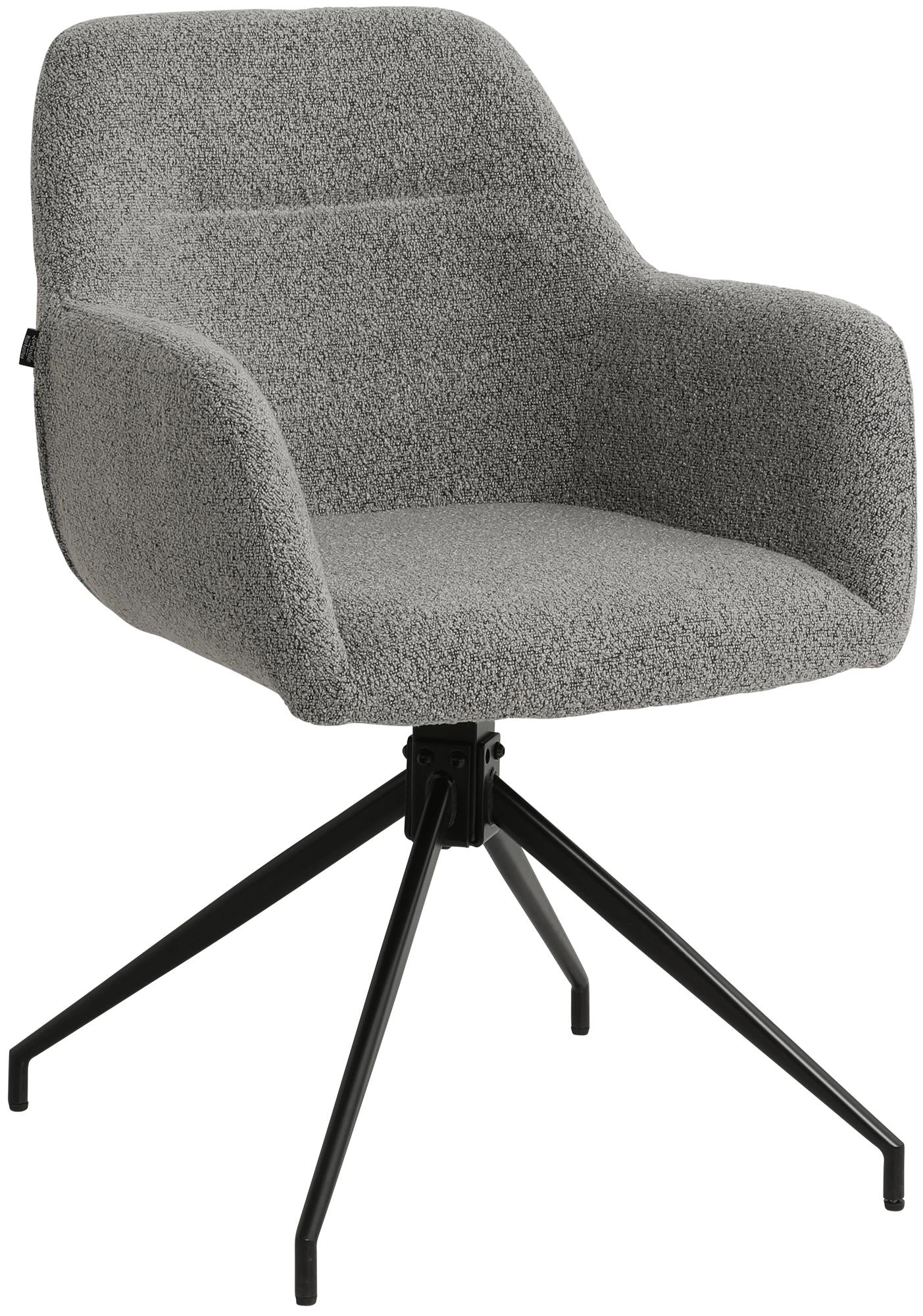 Moderne grijze eetkamerstoel - Armstoel - 360° draaifunctie - Comfort teddystof bekleding Kleur grijs