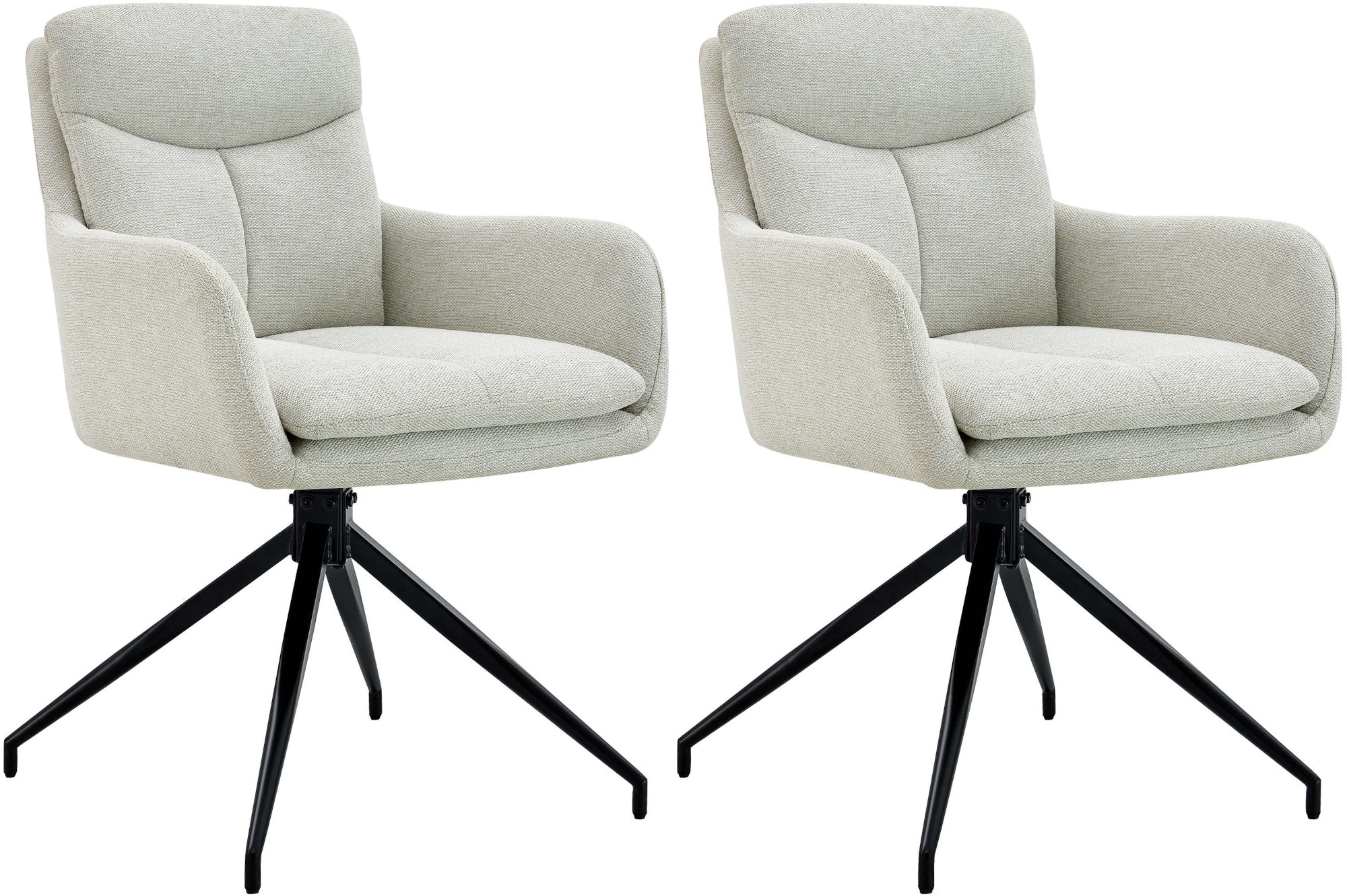 2-delige set Draaibare Eetkamerstoelen - Keukenstoelen - Hoogwaardig Stoffen Comfort Kleur crème