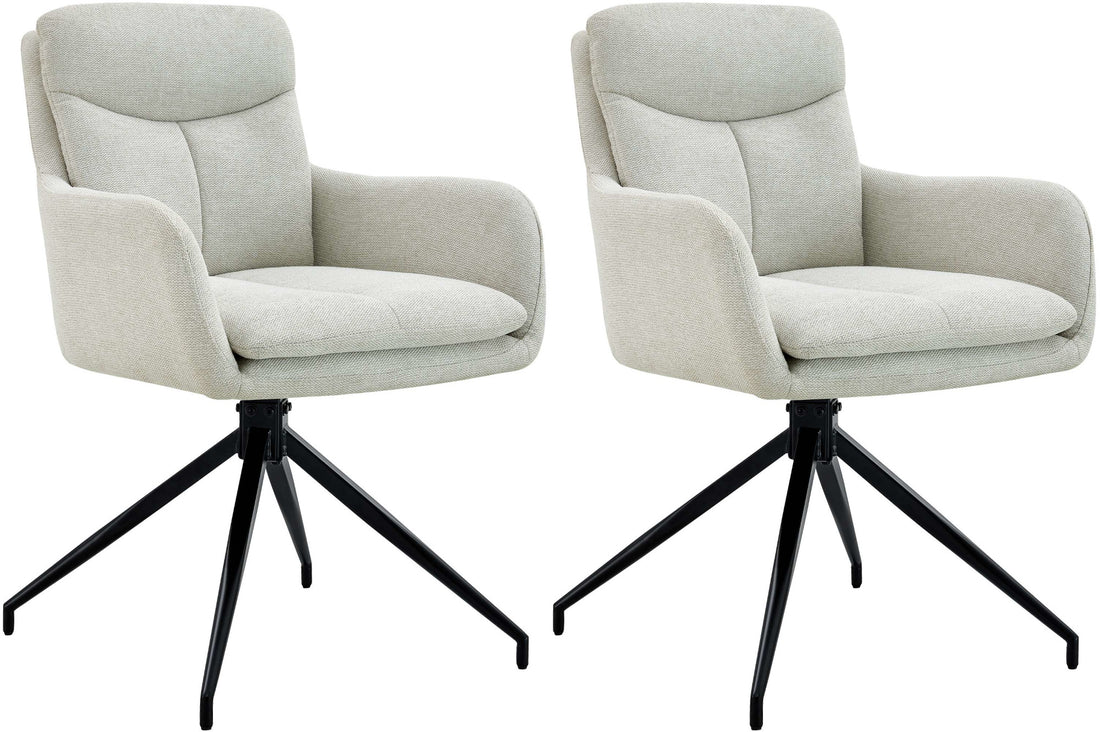 2-delige set Draaibare Eetkamerstoelen - Keukenstoelen - Hoogwaardig Stoffen Comfort Kleur crème