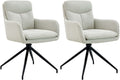 2-delige set Draaibare Eetkamerstoelen - Keukenstoelen - Hoogwaardig Stoffen Comfort Kleur crème