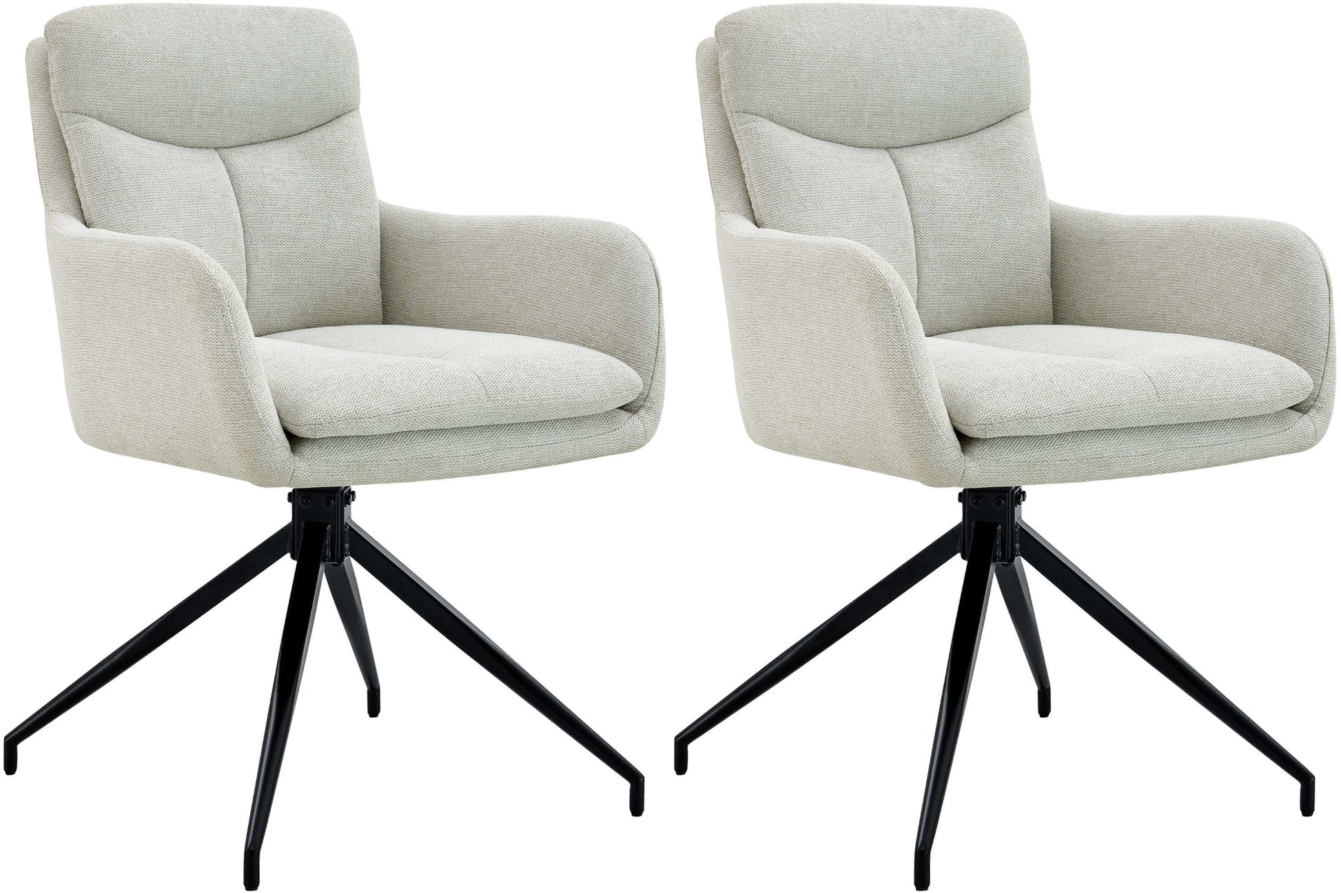 2-delige set Draaibare Eetkamerstoelen - Keukenstoelen - Hoogwaardig Stoffen Comfort Kleur crème