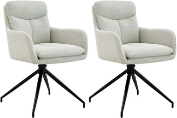 2-delige set Draaibare Eetkamerstoelen - Keukenstoelen - Hoogwaardig Stoffen Comfort Kleur crème