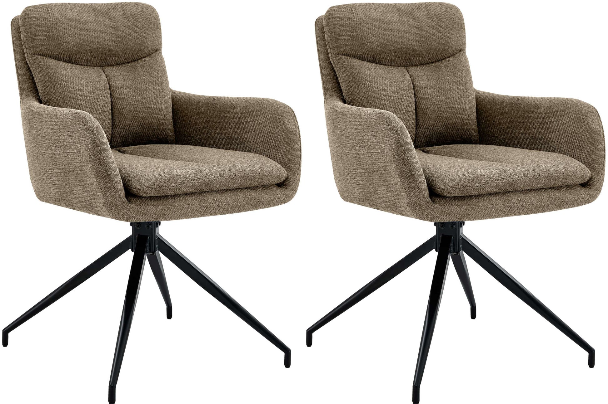 2-delige set Draaibare Eetkamerstoelen - Keukenstoelen - Hoogwaardig Stoffen Comfort Kleur bruin