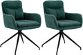 2-delige set Draaibare Eetkamerstoelen - Keukenstoelen - Hoogwaardig Stoffen Comfort Kleur groen