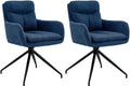 2-delige set Draaibare Eetkamerstoelen - Keukenstoelen - Hoogwaardig Stoffen Comfort Kleur blauw