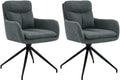 2-delige set Draaibare Eetkamerstoelen - Keukenstoelen - Hoogwaardig Stoffen Comfort Kleur donkergrijs