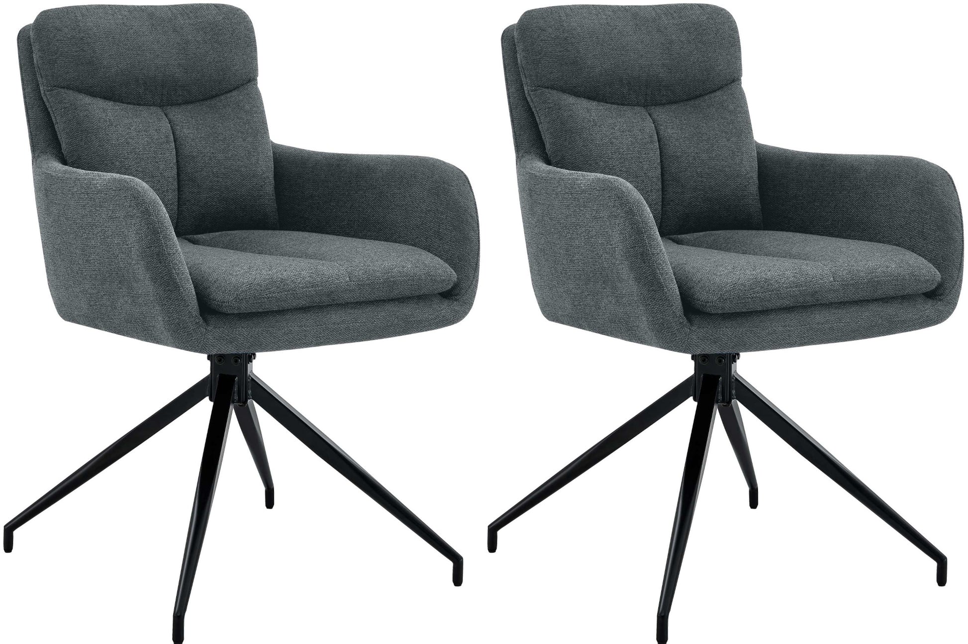 2-delige set Draaibare Eetkamerstoelen - Keukenstoelen - Hoogwaardig Stoffen Comfort Kleur donkergrijs