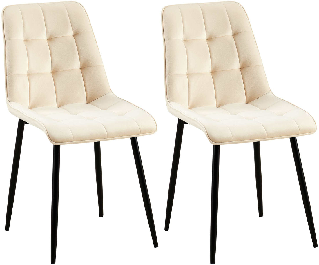 2-delige set Eetkamerstoelen - Fluwelen Stoelen - Hoog Zitcomfort Kleur crème Materiaal zacht