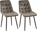 2-delige set Eetkamerstoelen - Fluwelen Stoelen - Hoog Zitcomfort Kleur antraciet Materiaal zacht
