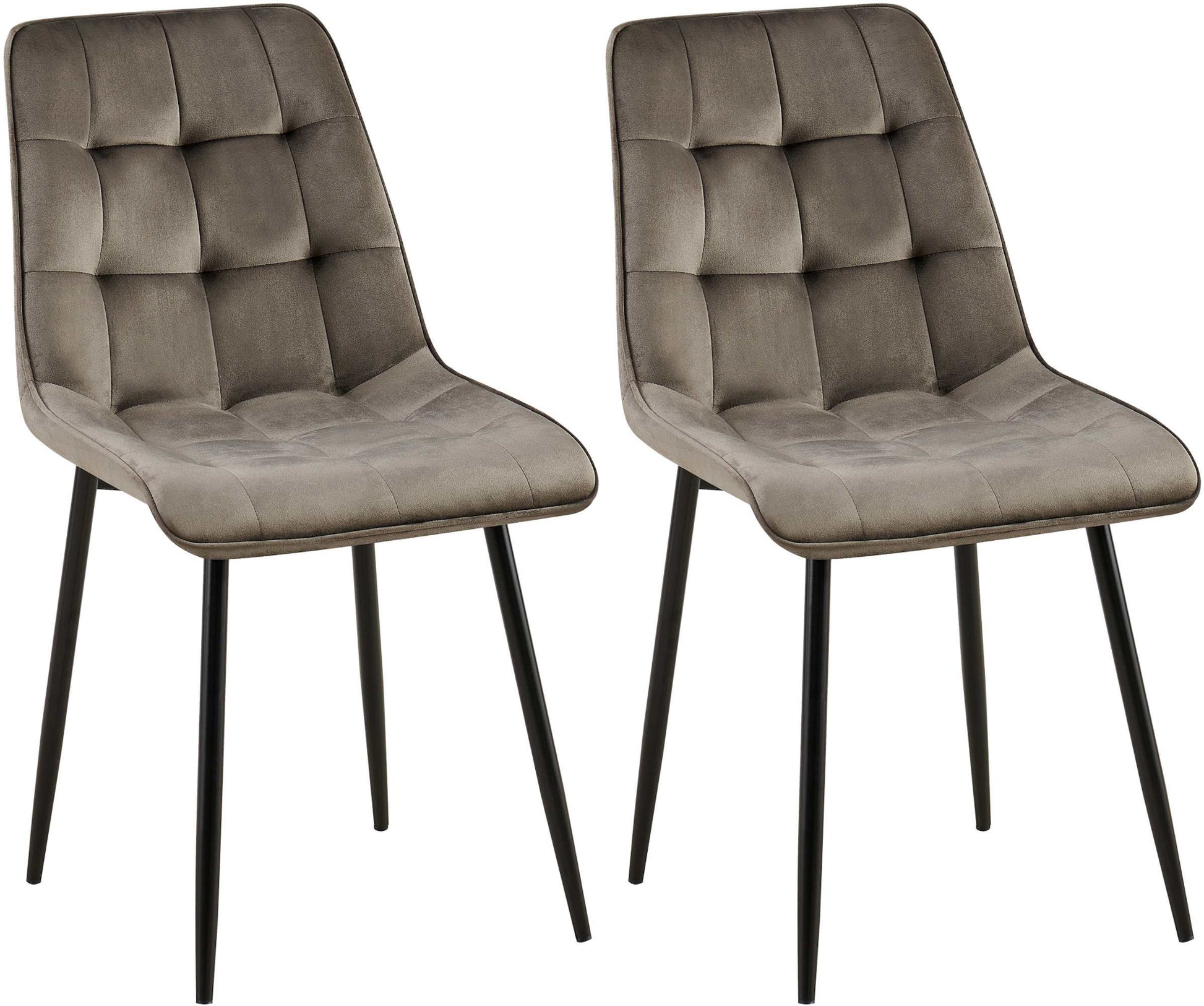 2-delige set Eetkamerstoelen - Fluwelen Stoelen - Hoog Zitcomfort Kleur antraciet Materiaal zacht