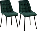 2-delige set Eetkamerstoelen - Fluwelen Stoelen - Hoog Zitcomfort Kleur groen Materiaal zacht
