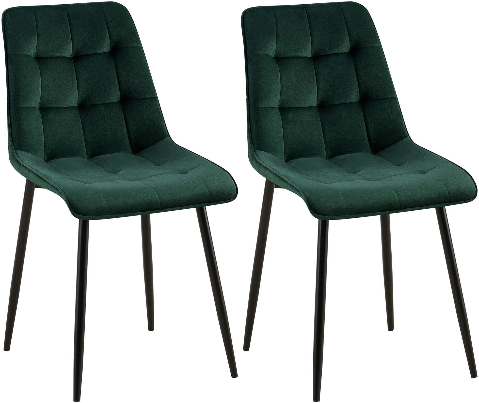 2-delige set Eetkamerstoelen - Fluwelen Stoelen - Hoog Zitcomfort Kleur groen Materiaal zacht