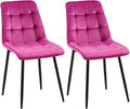 2-delige set Eetkamerstoelen - Fluwelen Stoelen - Hoog Zitcomfort Kleur lila Materiaal zacht
