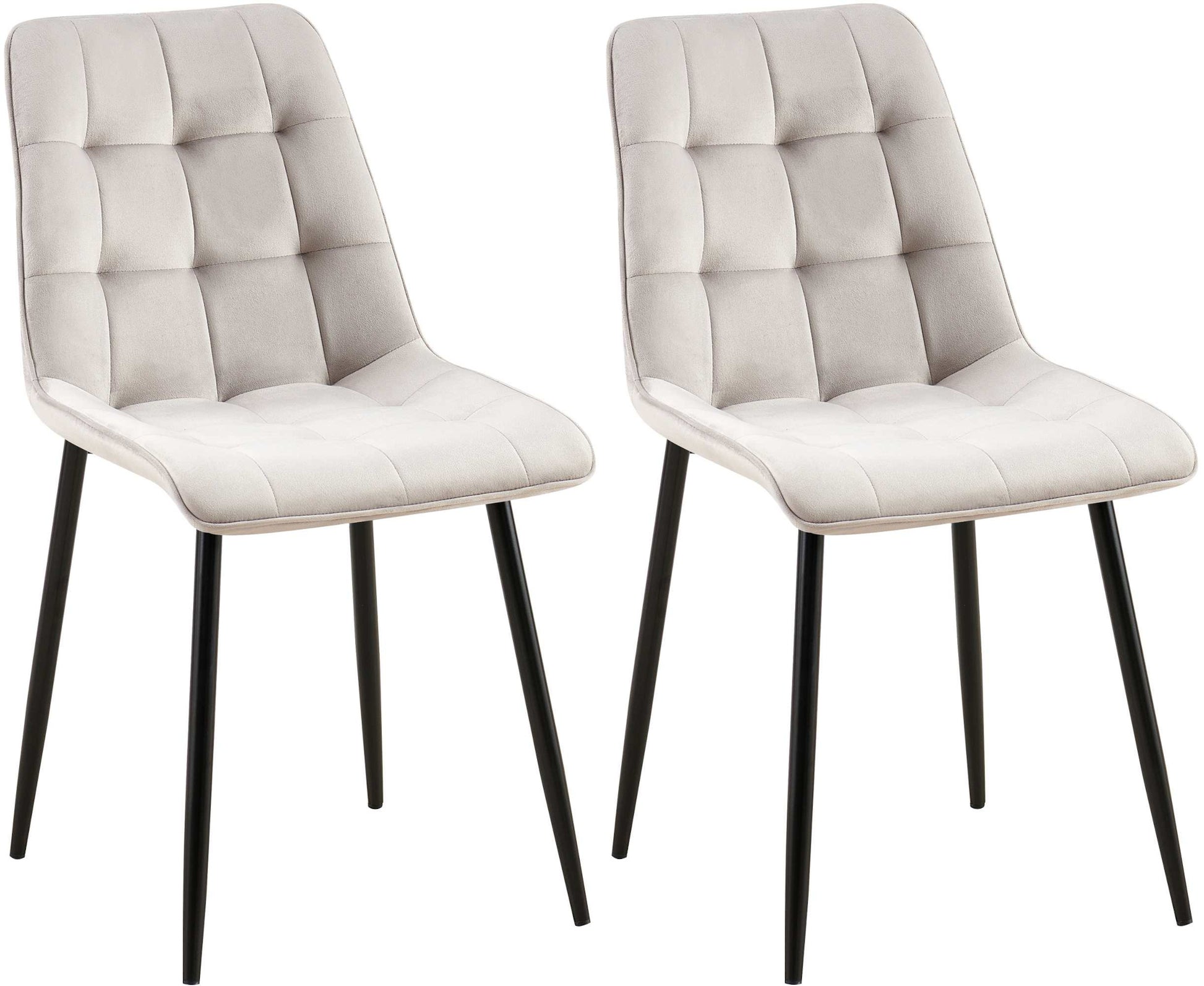 2-delige set Eetkamerstoelen - Fluwelen Stoelen - Hoog Zitcomfort Kleur grijs Materiaal zacht