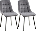 2-delige set Eetkamerstoelen - Fluwelen Stoelen - Hoog Zitcomfort Kleur donkergrijs Materiaal zacht