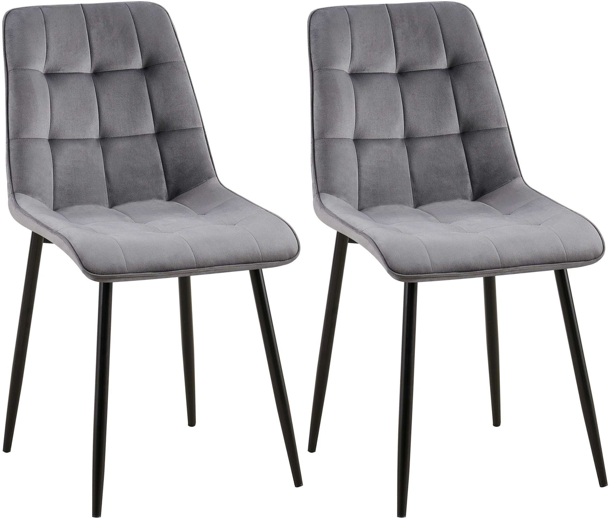 2-delige set Eetkamerstoelen - Fluwelen Stoelen - Hoog Zitcomfort Kleur donkergrijs Materiaal zacht