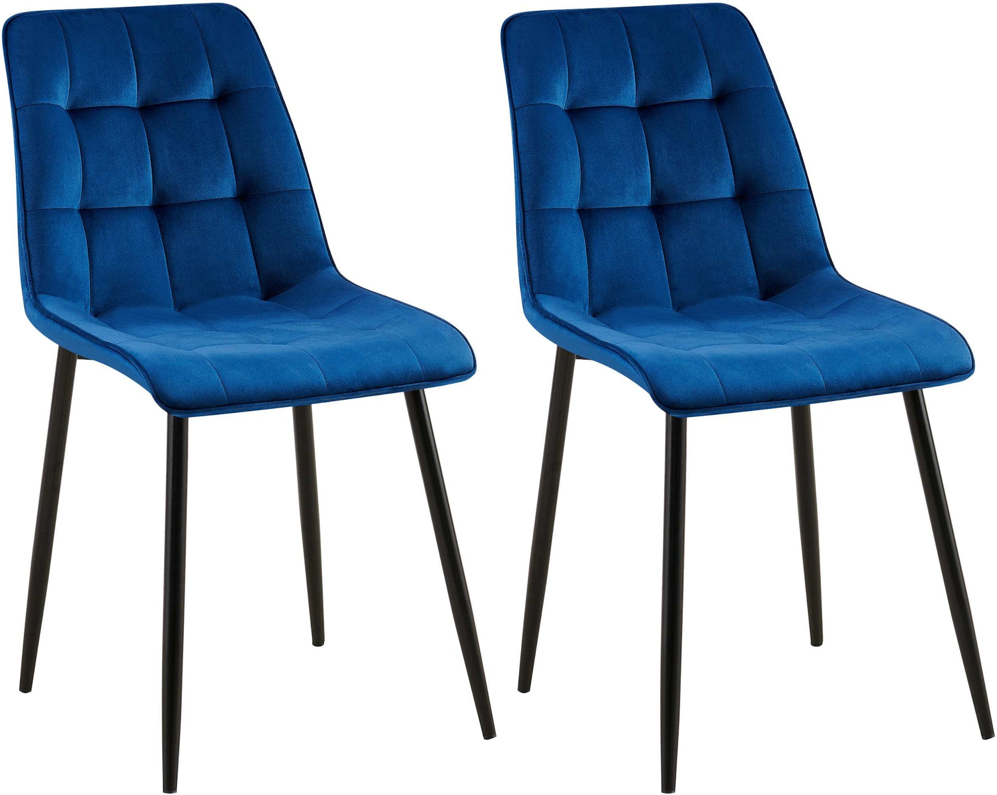 2-delige set Eetkamerstoelen - Fluwelen Stoelen - Hoog Zitcomfort Kleur donkerblauw Materiaal zacht
