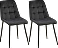 2-delige set Eetkamerstoelen - Fluwelen Stoelen - Hoog Zitcomfort Kleur zwart Materiaal zacht