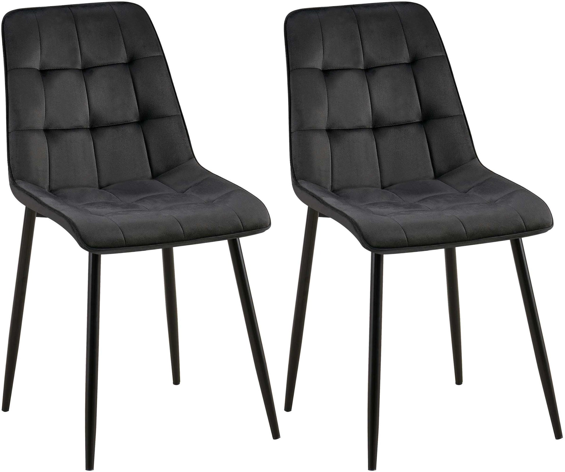 2-delige set Eetkamerstoelen - Fluwelen Stoelen - Hoog Zitcomfort Kleur zwart Materiaal zacht