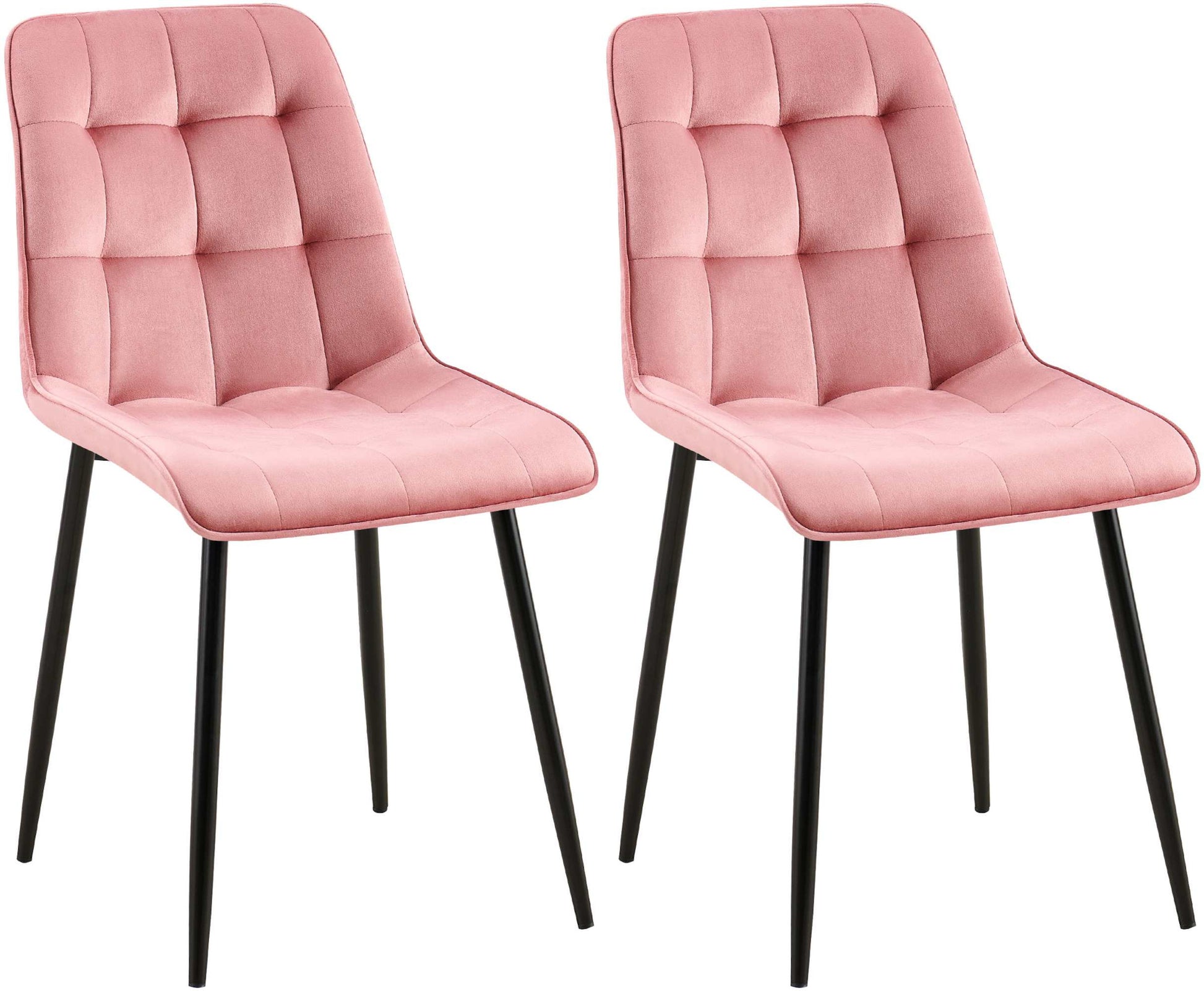 2-delige set Eetkamerstoelen - Fluwelen Stoelen - Hoog Zitcomfort Kleur roze Materiaal zacht