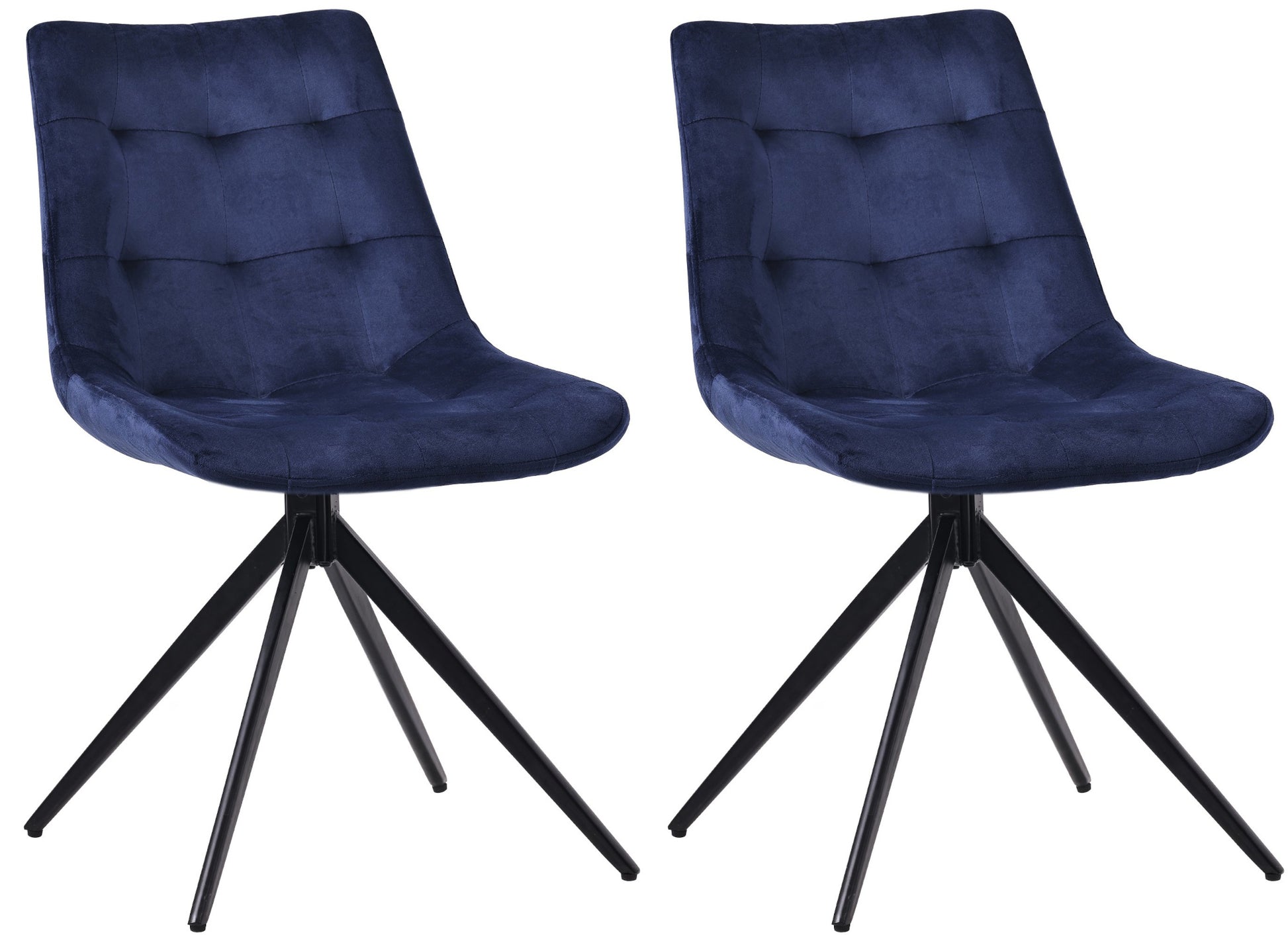 2-delige Set Eetkamerstoel - Keukenstoel - 180 Graden Draaifunctie Kleur donkerblauw Materiaal zacht