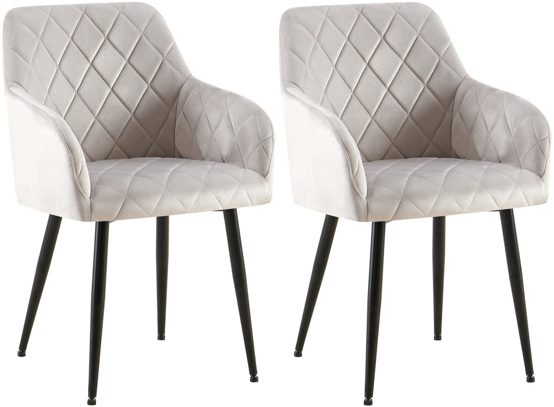 2-delige Set Eetkamerstoelen - Fluwelen Zitstoelen - Comfortabele Zithouding, Tot 150 kg Kleur donkergrijs Materiaal onderstel Metaal matzwart