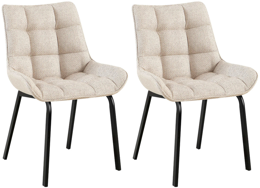 2-delige set Eetkamerstoelen - Keukenstoelen - Comfortabele Zithoogte, Metalen Onderstel Kleur ivoor Materiaal Stof