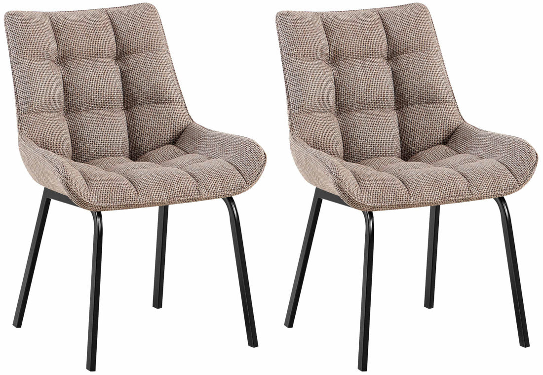 2-delige set Eetkamerstoelen - Keukenstoelen - Comfortabele Zithoogte, Metalen Onderstel Kleur ivoor Materiaal Stof