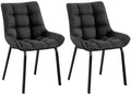 2-delige set Eetkamerstoelen - Keukenstoelen - Comfortabele Zithoogte, Metalen Onderstel Kleur titangrijs Materiaal Stof