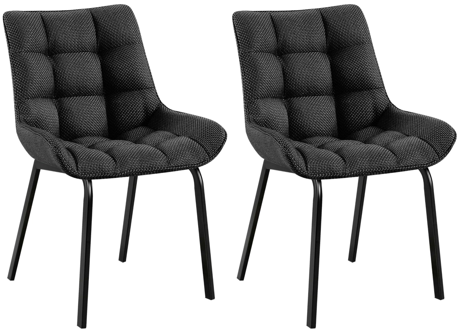 2-delige set Eetkamerstoelen - Keukenstoelen - Comfortabele Zithoogte, Metalen Onderstel Kleur titangrijs Materiaal Stof