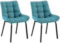 2-delige set Eetkamerstoelen - Keukenstoelen - Comfortabele Zithoogte, Metalen Onderstel Kleur turkoois Materiaal Stof