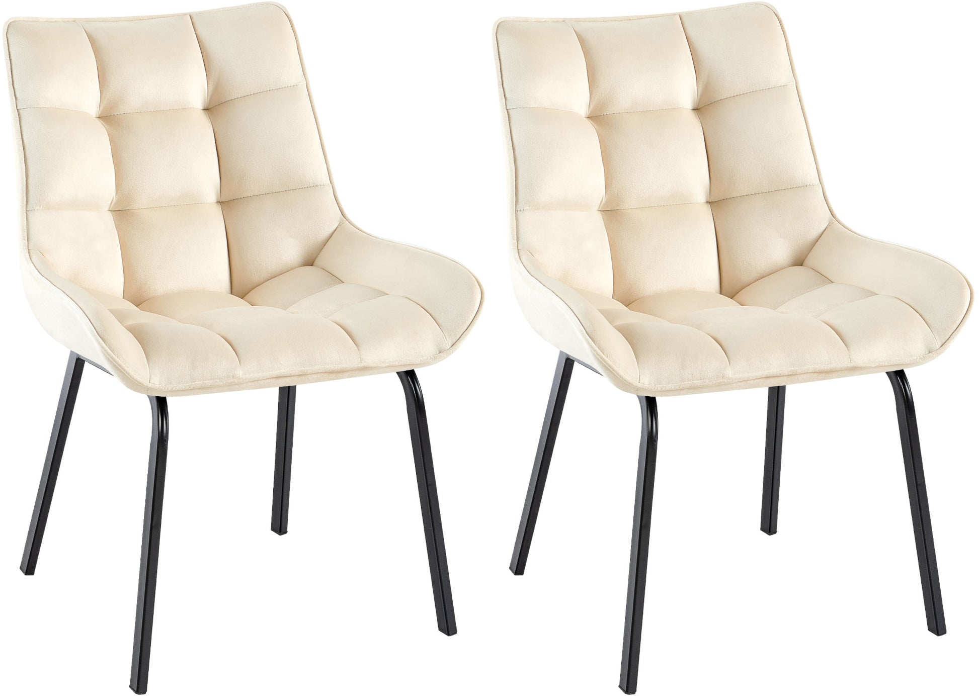 2-delige set Eetkamerstoelen - Keukenstoelen - Comfortabele Zithoogte, Metalen Onderstel Kleur crème Materiaal zacht